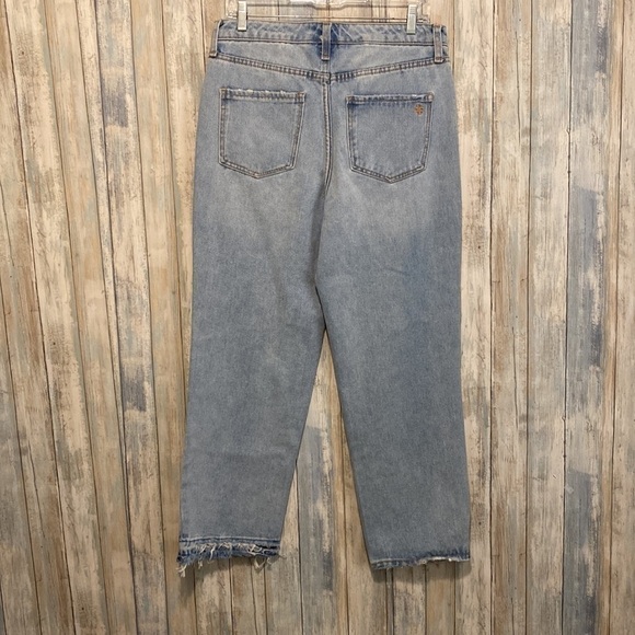 FRAYED High Rise Ankle Straight Color Block Two Tone Jeans | Size 29  NWOT - Picture 3 of 15